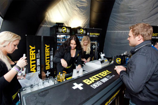 Energy drink bar for Battery Finland at music festival