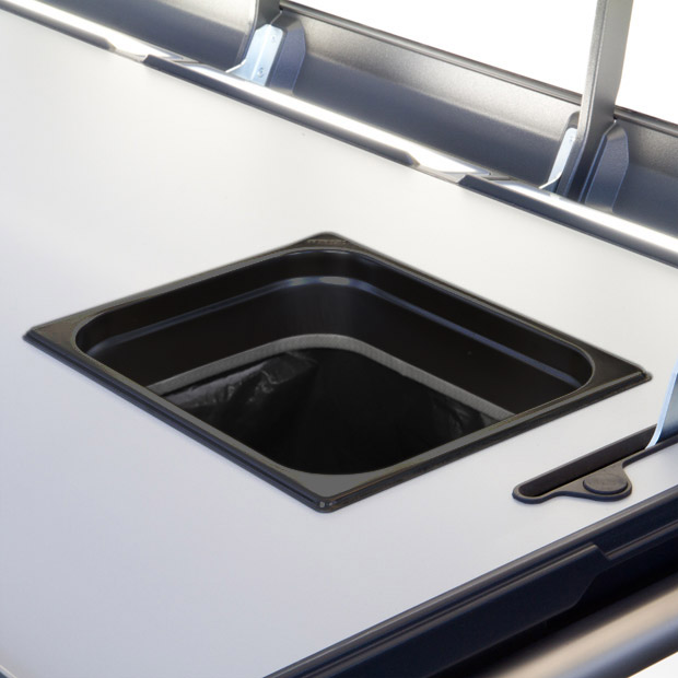 Stainless steel washbasin with folding water tap, fresh water container and waste water container for supplying running water to the bartender