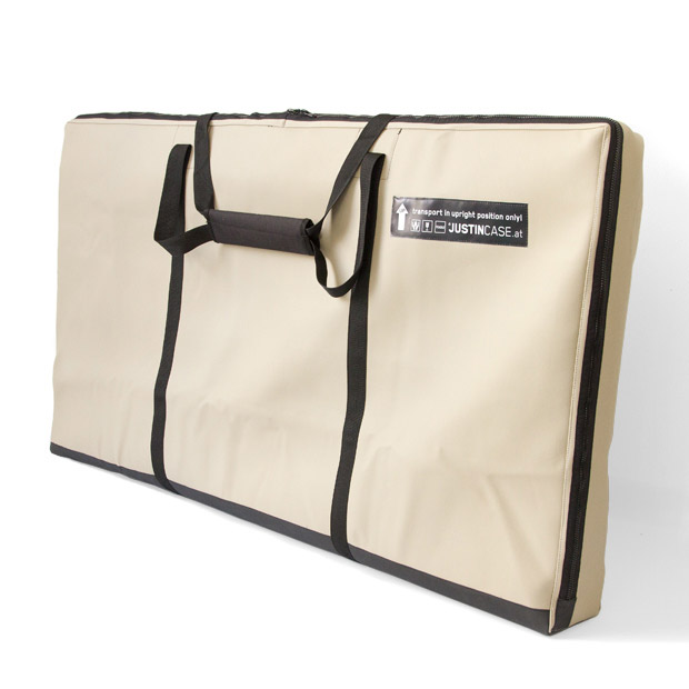 Die Transporttasche für die Klapptheke schützt die Bar vor Kratzern und Abnutzung, ist aus Kunstleder gefertigt und besitzt einen verstärkten reissfesten Boden